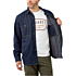 Relaxed fit denim fleece lined snap-front shirt