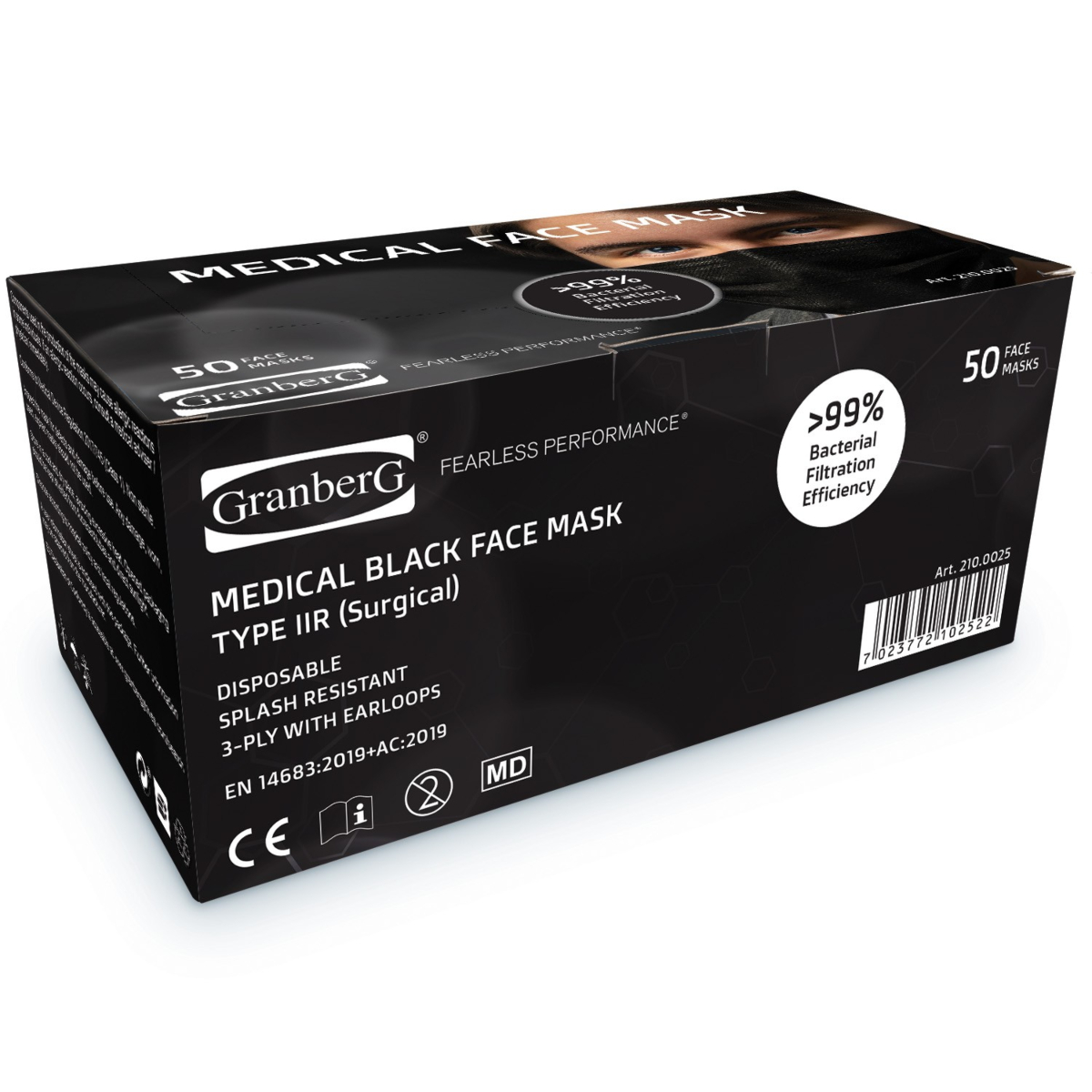 Svarta medicinska munskydd, 50 pack