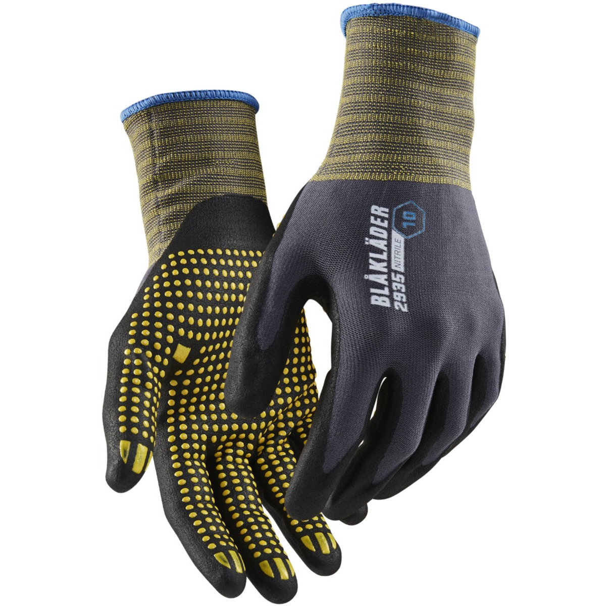 Arbetshandske nitrildoppad med prickgrepp, 12 par