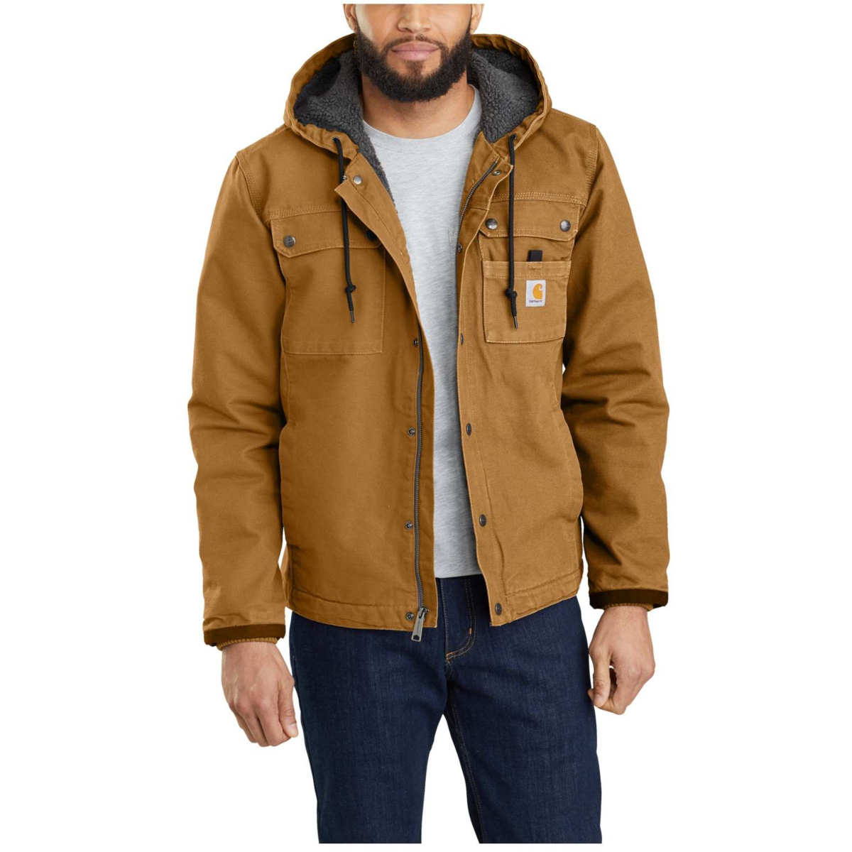 Relaxed fit washed duck sherpa-lined utility jacket