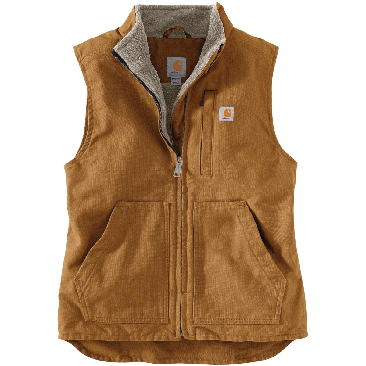 Relaxed fit washed duck sherpa lined mock neck vest