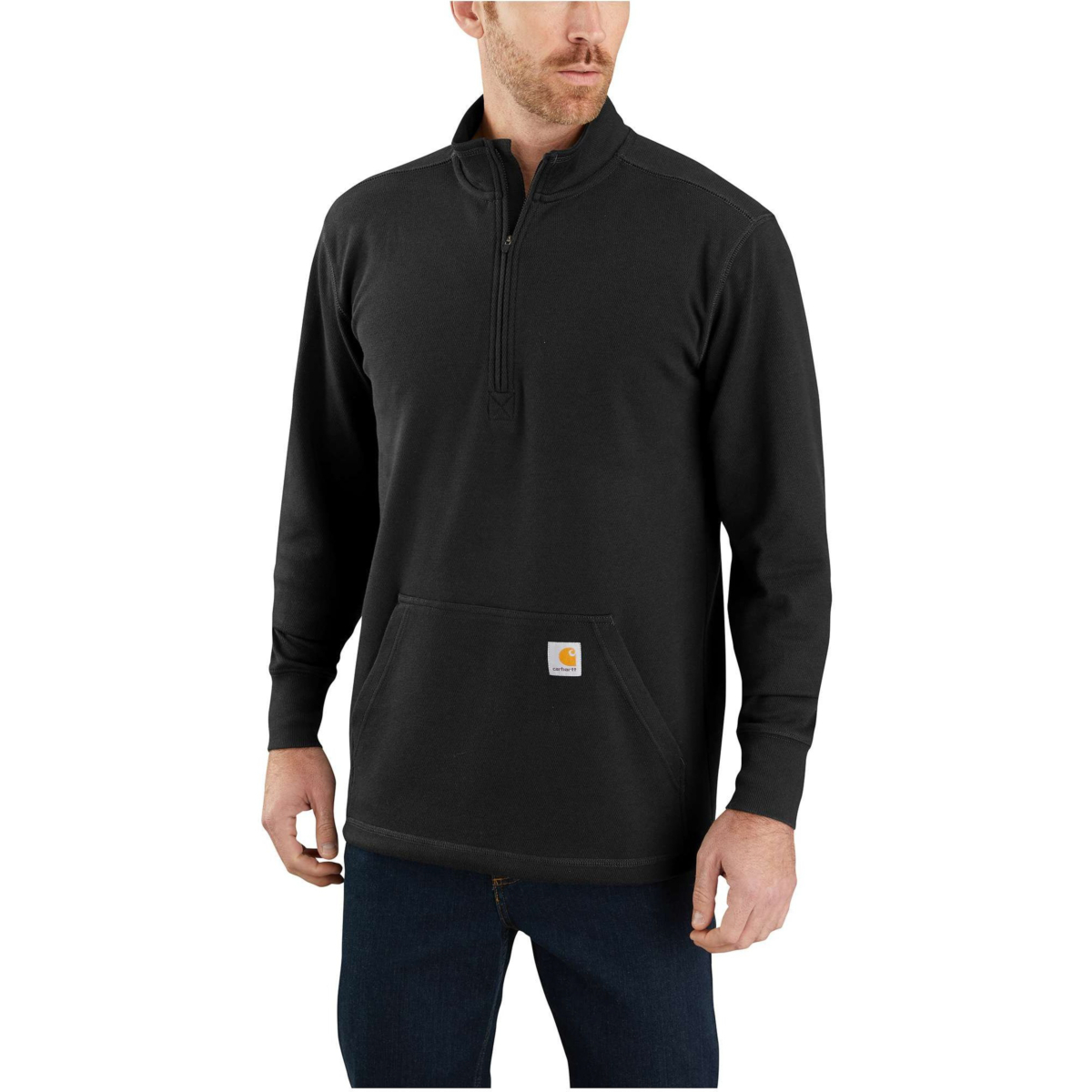 Relaxed fit heavyweight long-sleeve 1/2 zip thermal shirt
