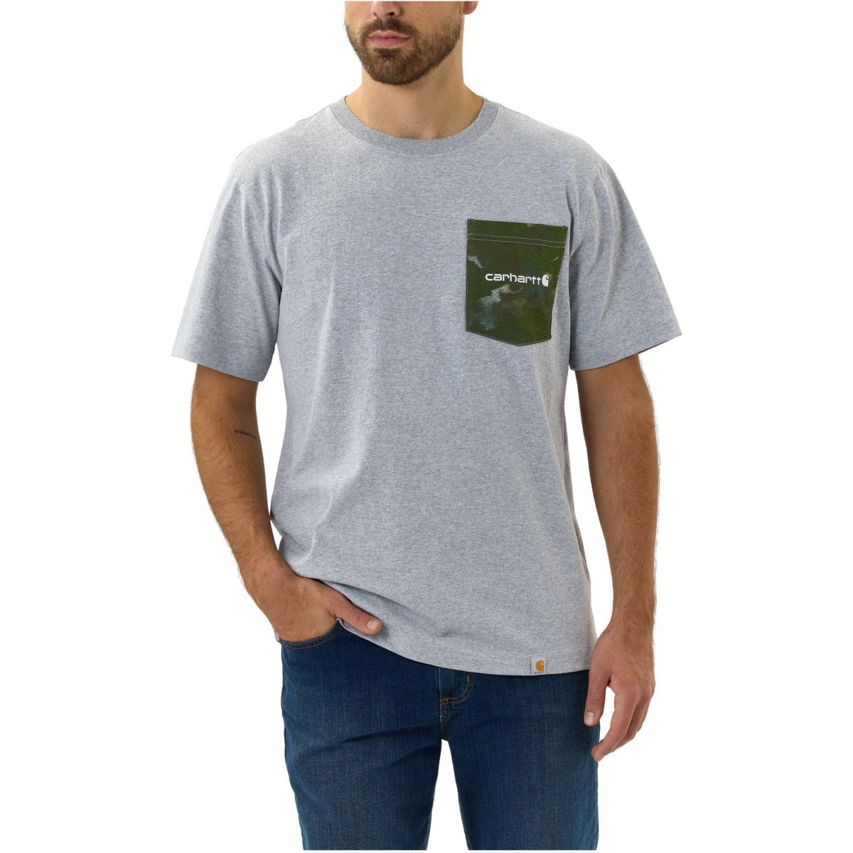 Relaxed fit heavyweight short-sleeve camo pocket graphic t-shirt
