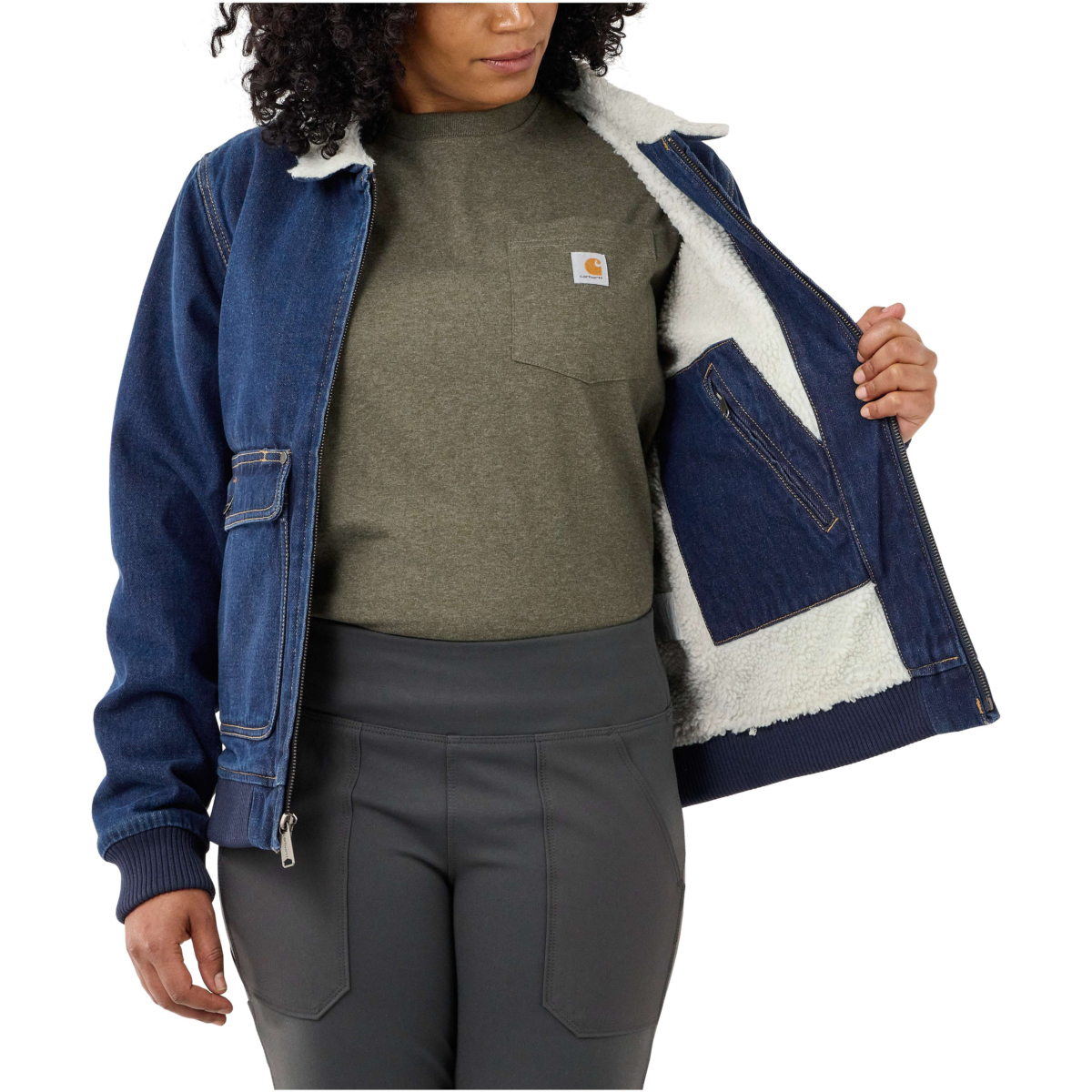 Rugged flex® relaxed fit denim sherpa-lined jacket