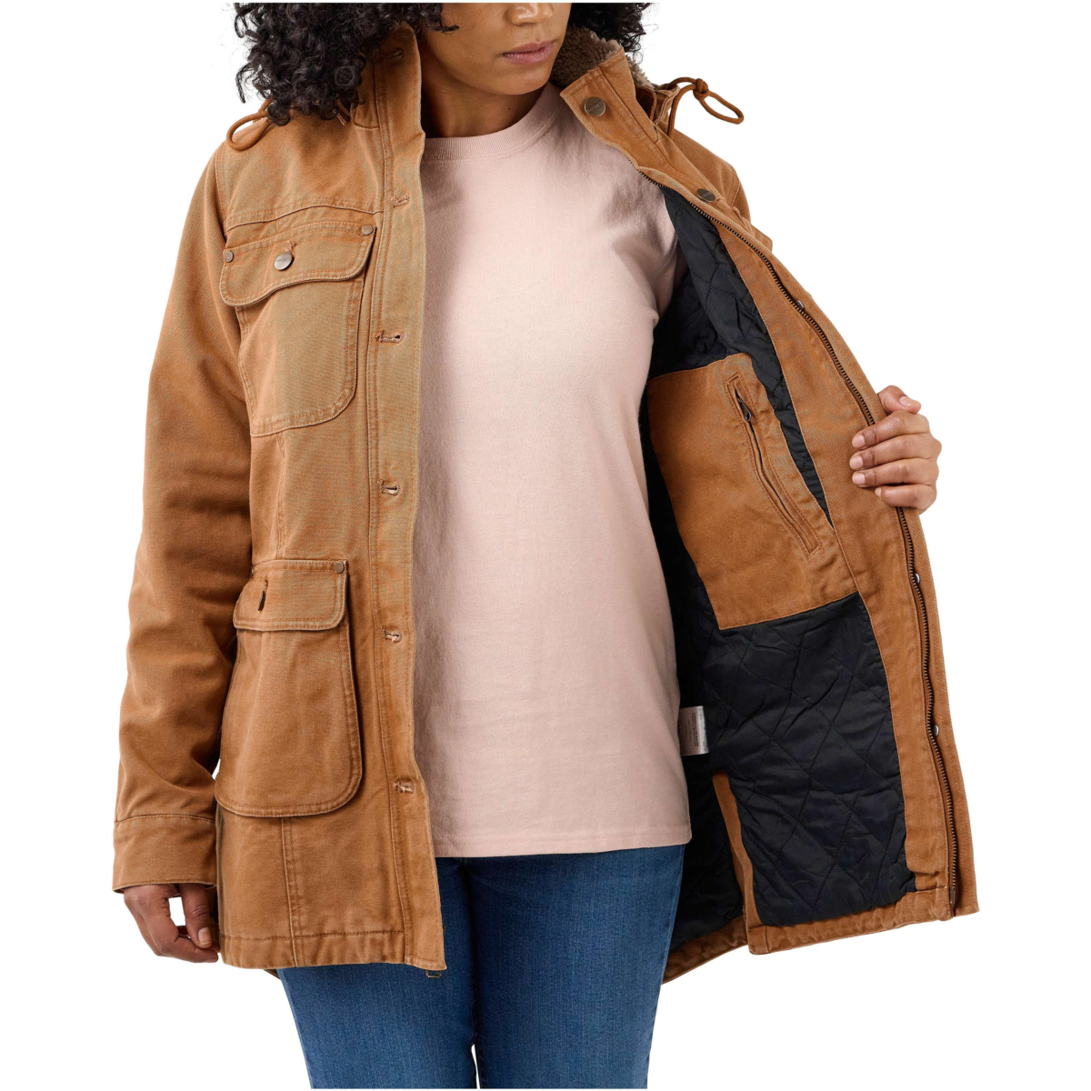 Loose fit weathered duck coat