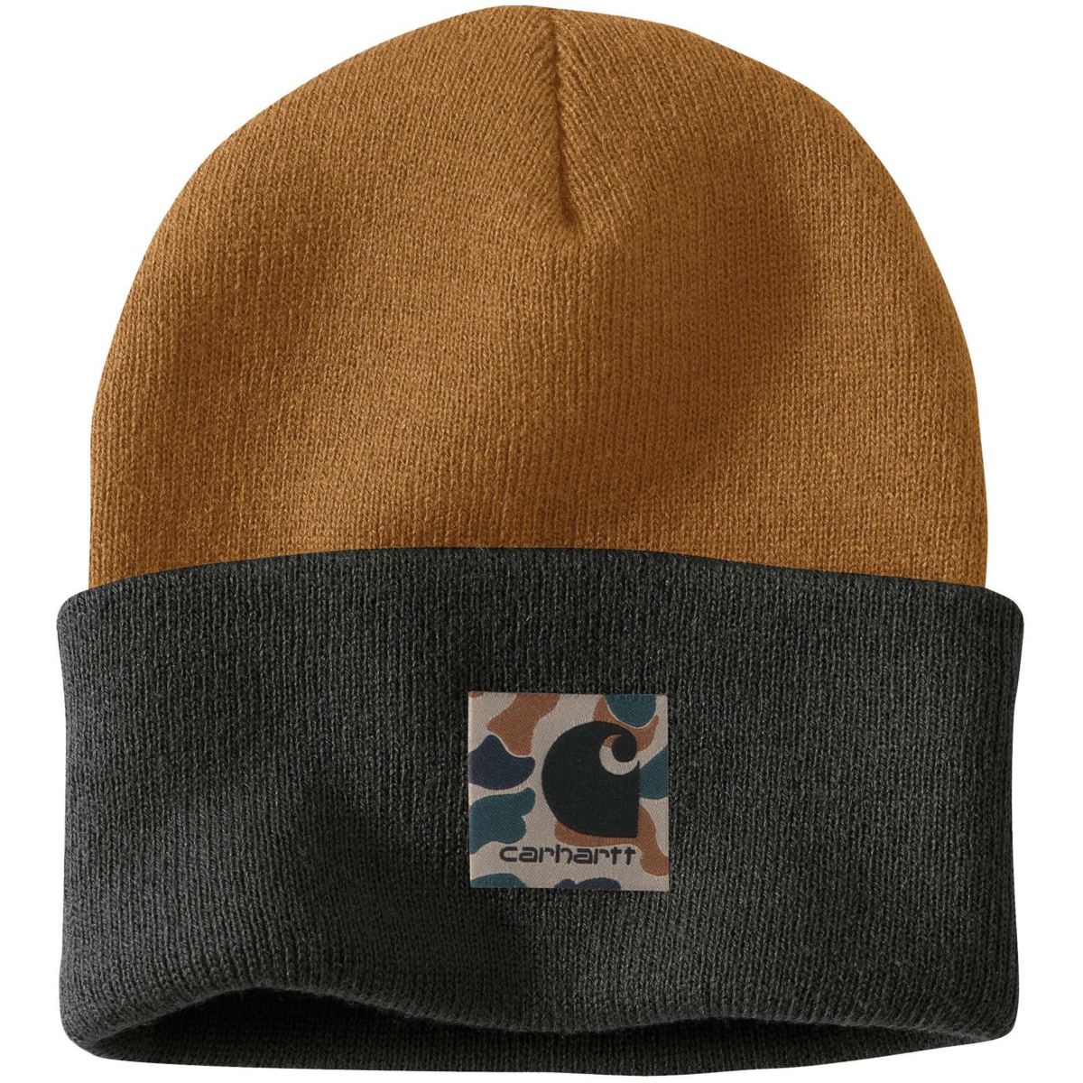 Knit camo patch beanie