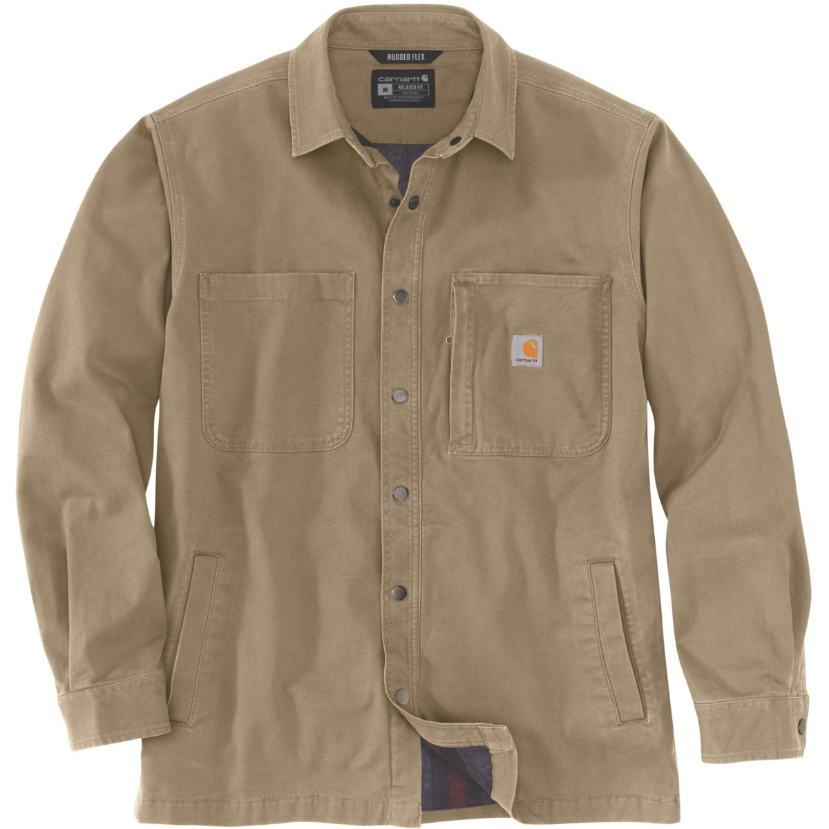 Rugged flex® relaxed fit canvas fleece-lined snap-front shirt jac