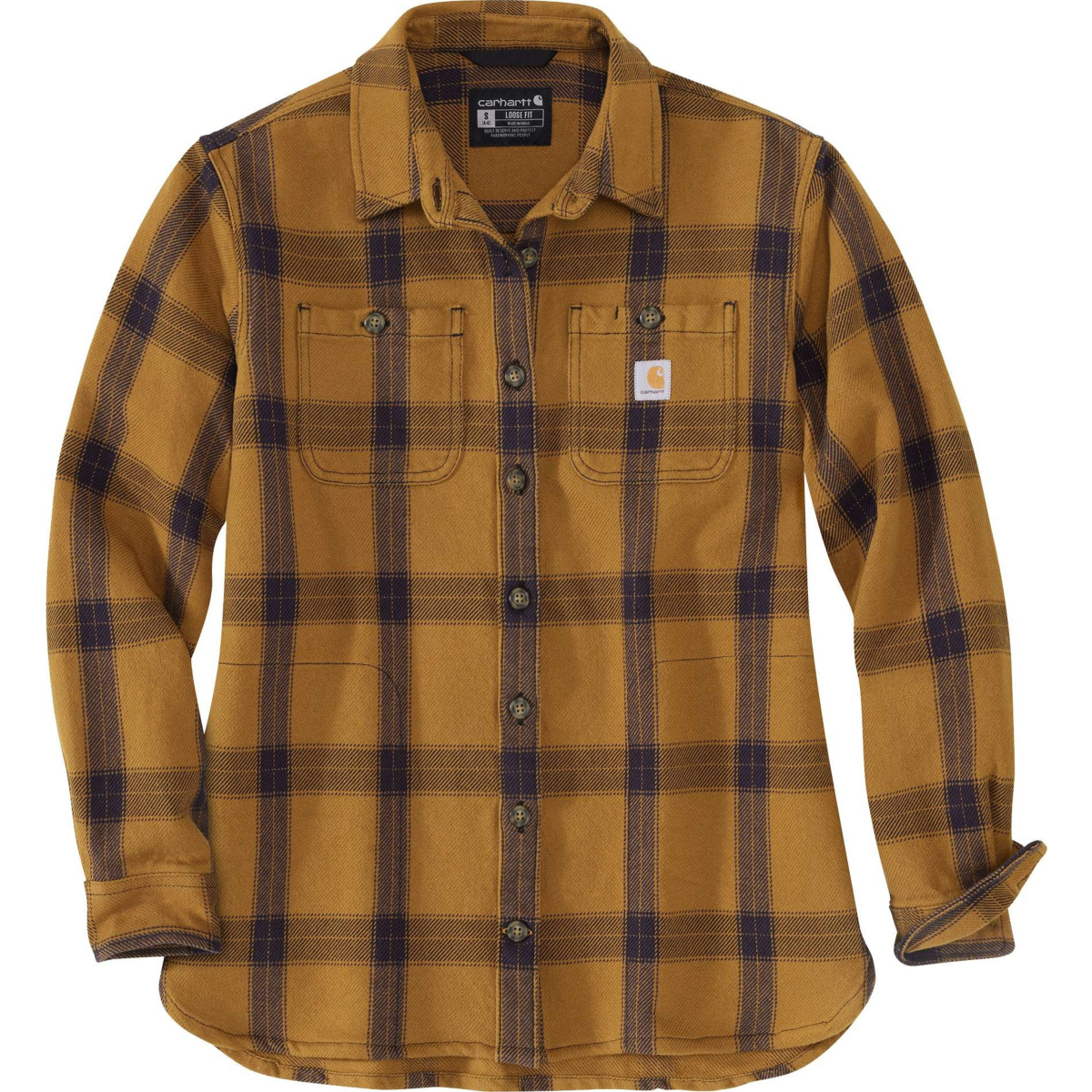 Loose Fit Heavyweight Twill Long-Sleeve Plaid Shirt