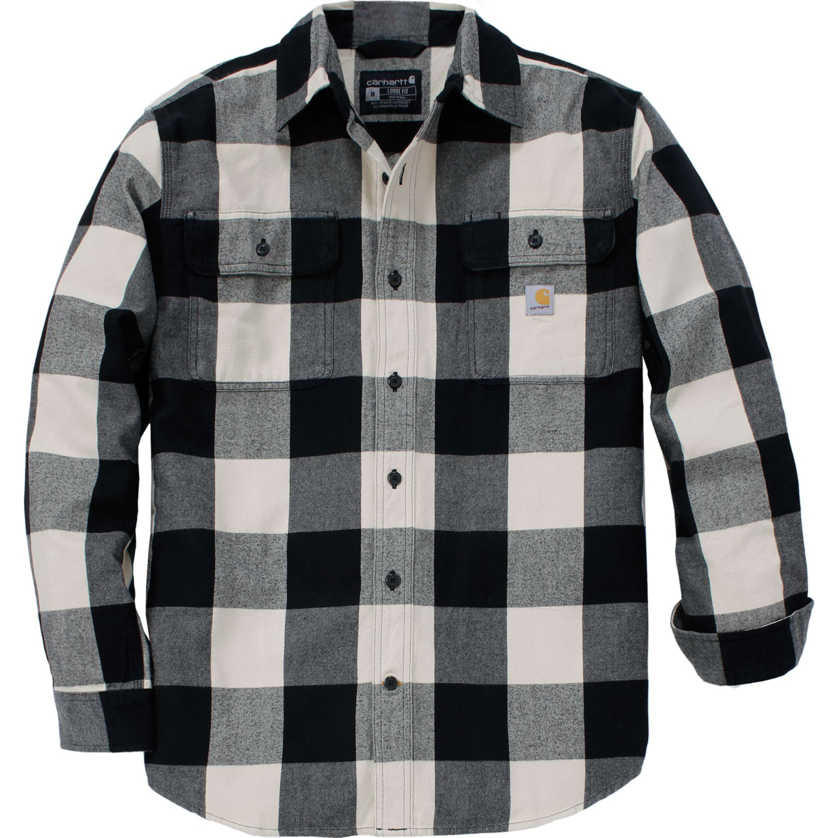 Loose Fit Heavyweight Flannel Long-Sleeve Plaid Shirt
