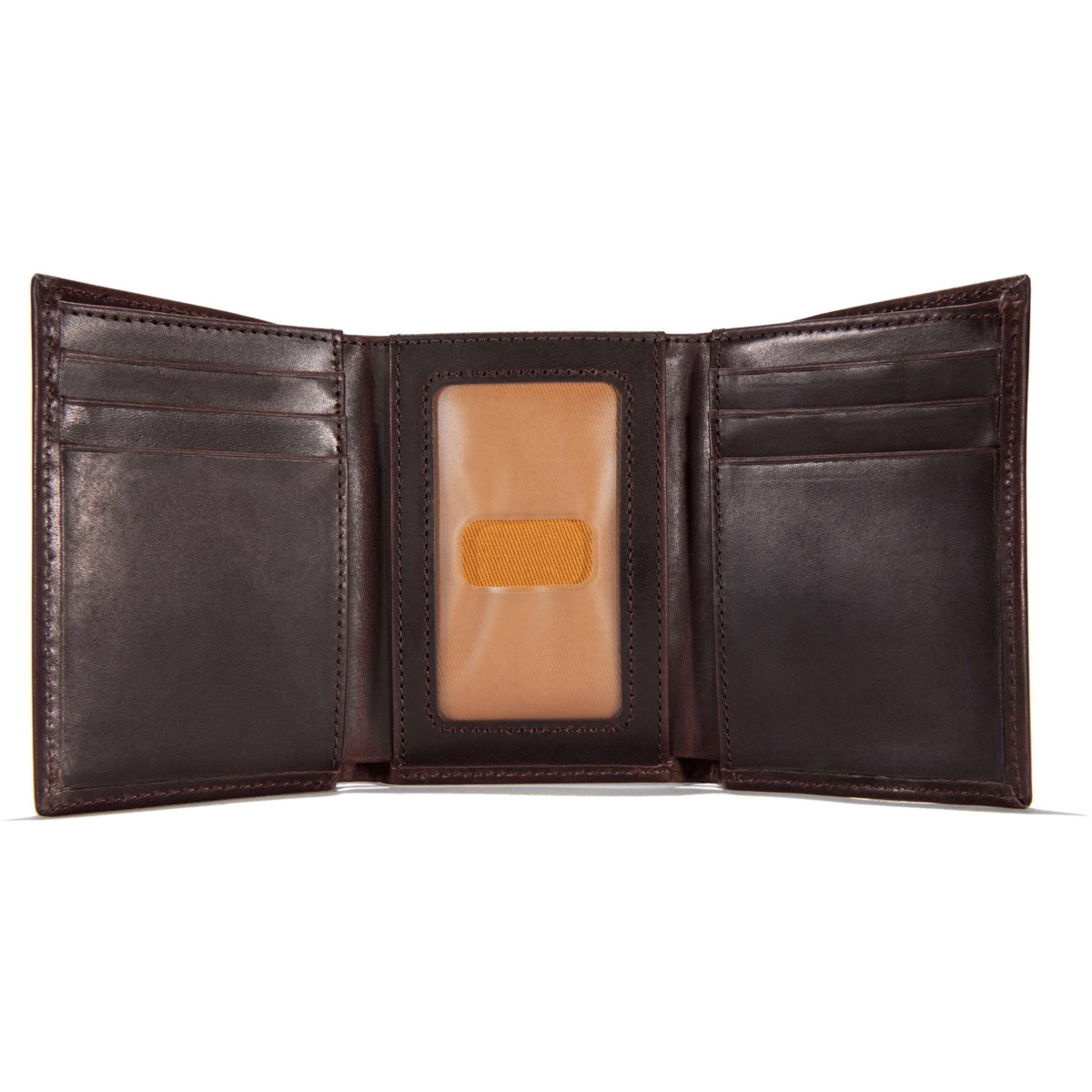 Oil tan leather trifold wallet