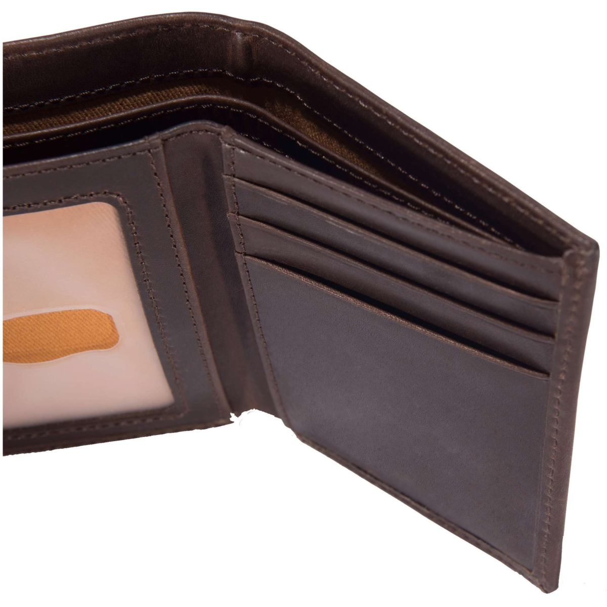 Oil tan leather trifold wallet