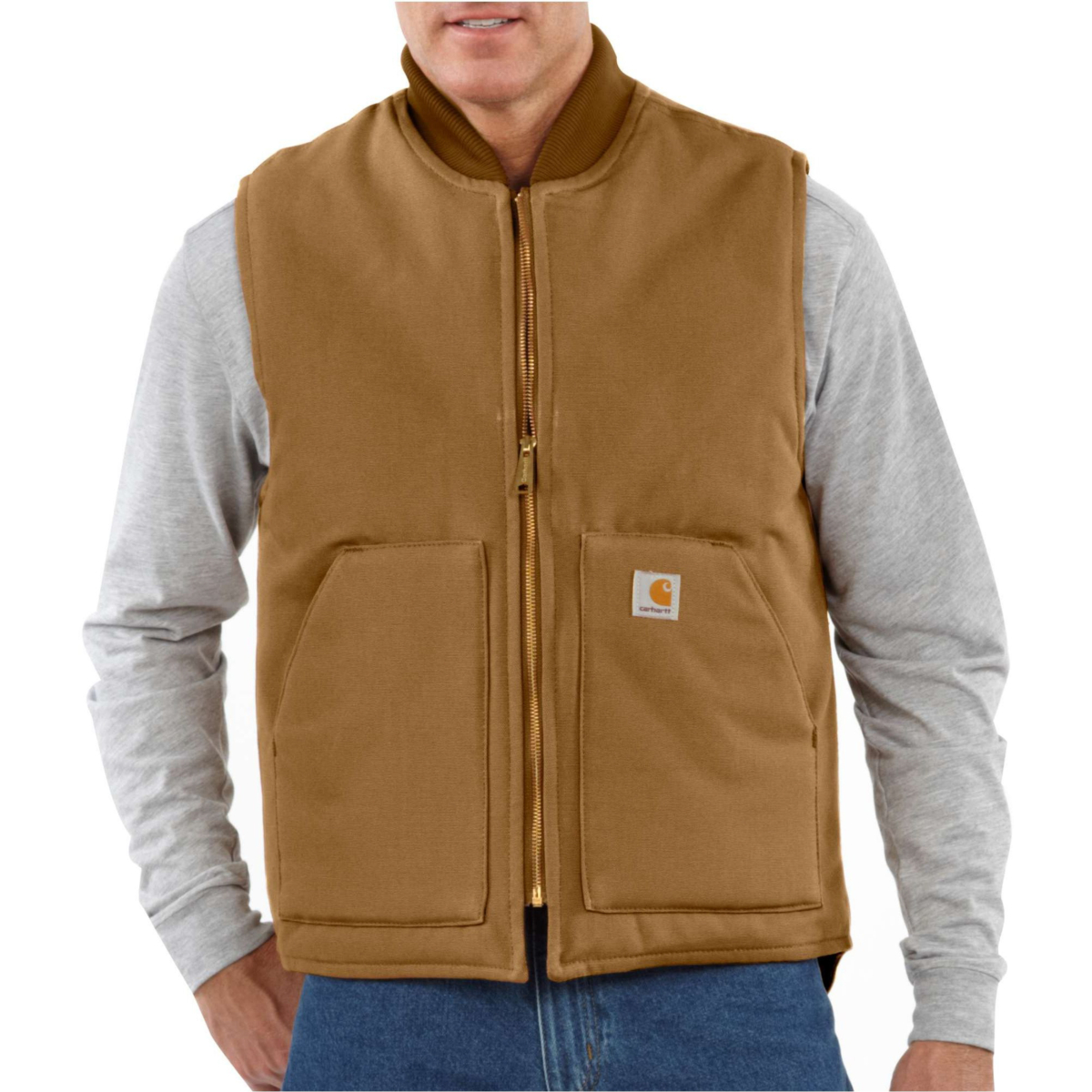 Relaxed fit firm duck insulated rib collar vest