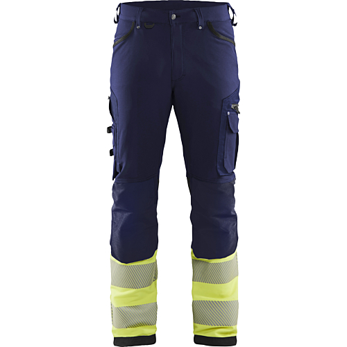 Hi-Vis 4-way-stretch trousers without nail pockets-Navy/Yellow-C54