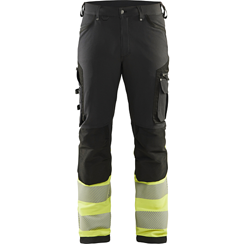 Hi-Vis 4-way-stretch trousers without nail pockets-Yellow/Black-C54