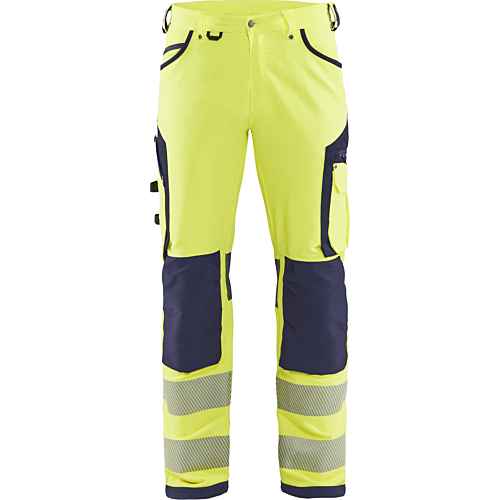 Hi-Vis Trousers, 4-way stretch Without Nail Pockets-Navy/Yellow-C44