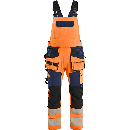 Hi-Vis bib overalls 4-way stretch-Orange/Navy-C44