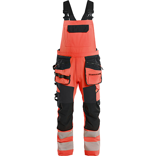 Hi-Vis bib overalls 4-way stretch-Red/Black-C44