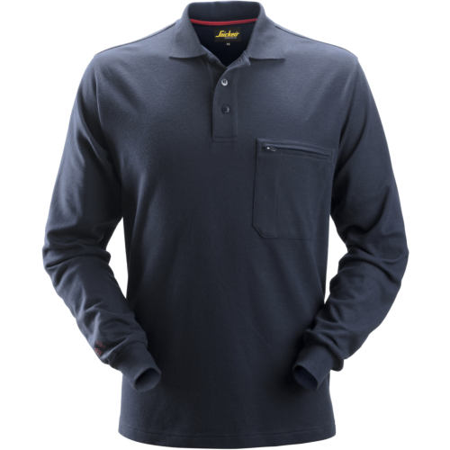 Long Sleeve Polo Shirt-Navy-XS