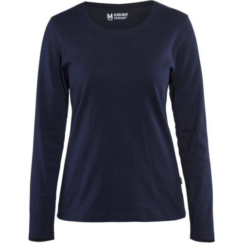 Ladies Long Sleeved T-shirt-Navy-XS