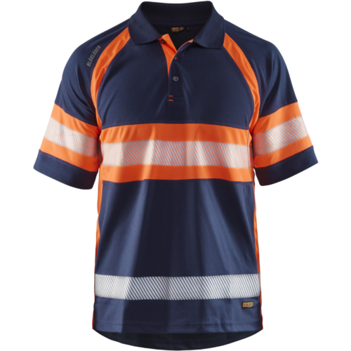 High vis Polo Shirt-Orange/Navy-XS