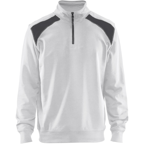 Half-zip 2-tone sweatshirt-White-XS