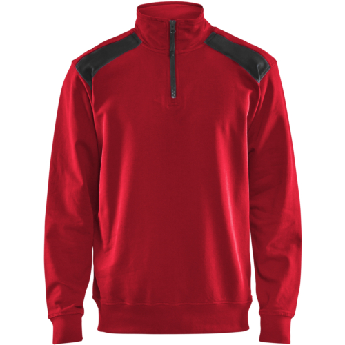 Half-zip 2-tone sweatshirt-Red-XS