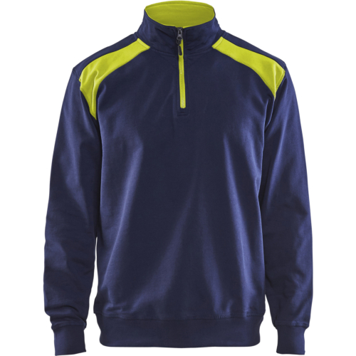 Half-zip 2-tone sweatshirt-Navy/Yellow-XS