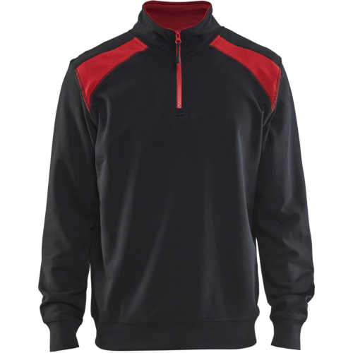 Half-zip 2-tone sweatshirt-Red/Black-XS