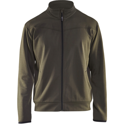 Sweatshirt with full zip-Green/Black-XS