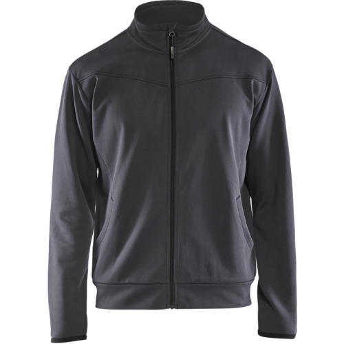 Sweatshirt with full zip-Grey/Black-XS