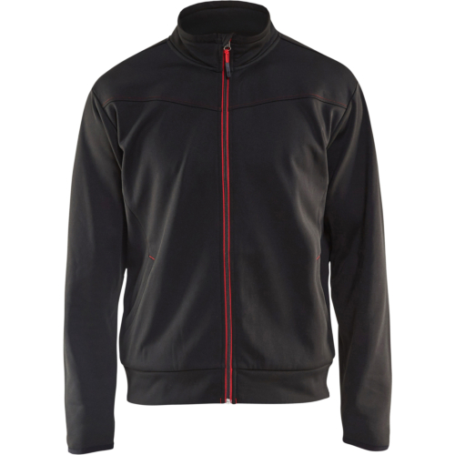 Sweatshirt with full zip-Red/Black-XS