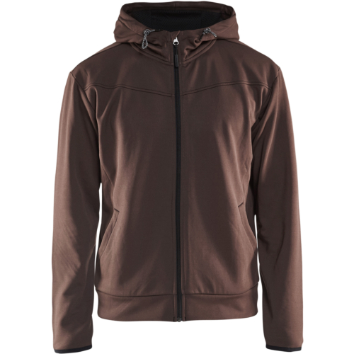 Hoodie with full zipper-Black/Brown-XS
