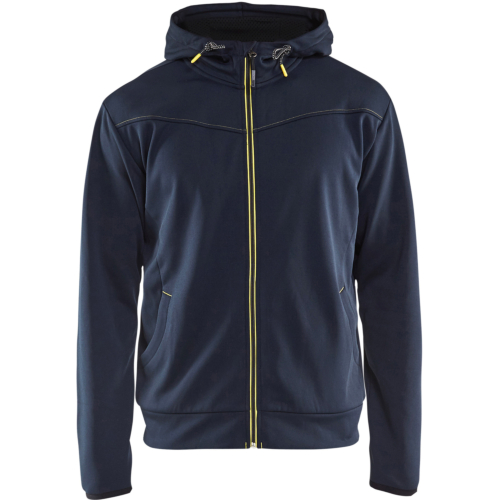 Hoodie with full zipper-Navy/Yellow-XS