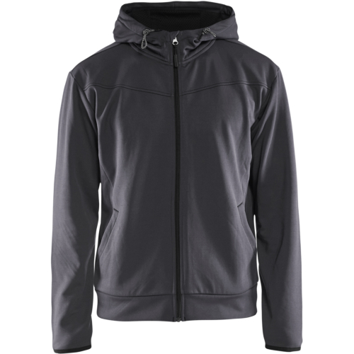 Hoodie with full zipper-Grey/Black-XS