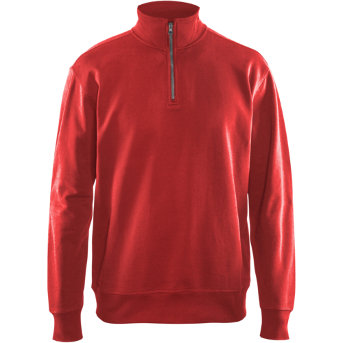 Sweatshirt with half zip-Red-XS