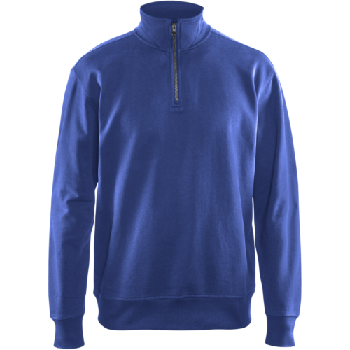 Sweatshirt with half zip-Blue-XS