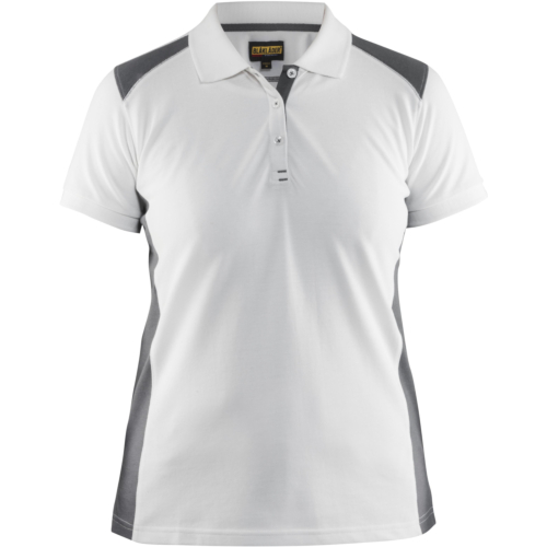 Ladies Polo Shirt-White/Grey-XS
