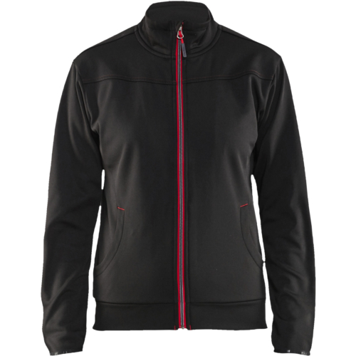 Ladies sweatshirt with full zip-Red/Black-XS