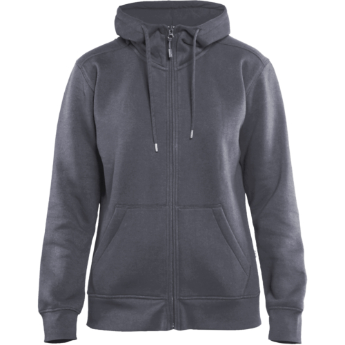 Ladies Hoodie with full zipper-Grey-XS