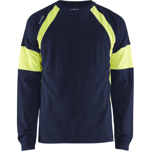 Long sleeved T-shirt-XS-Navy/Yellow