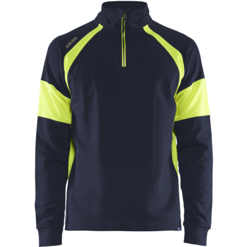 Sweatshirt with High Vis panels-Navy/Yellow-XS