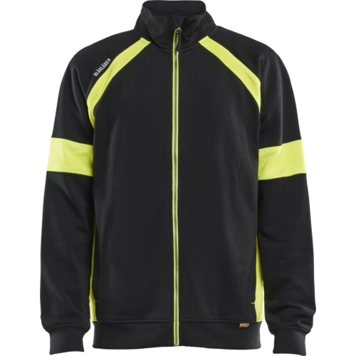 Sweatshirt with Hi-vis Full Zip-Yellow/Black-S