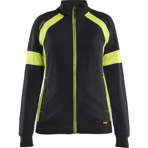 Women's Sweatshirt with Hi-vis Full Zip-Yellow/Black-XL