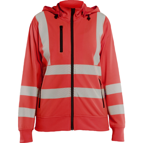 Women's Hi-Vis Sweatshirt detachable hood-Red-M