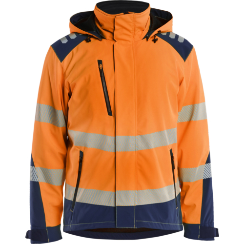 Hi-vis Lightweight lined Winter Softshell Jacket-Orange/Navy-S