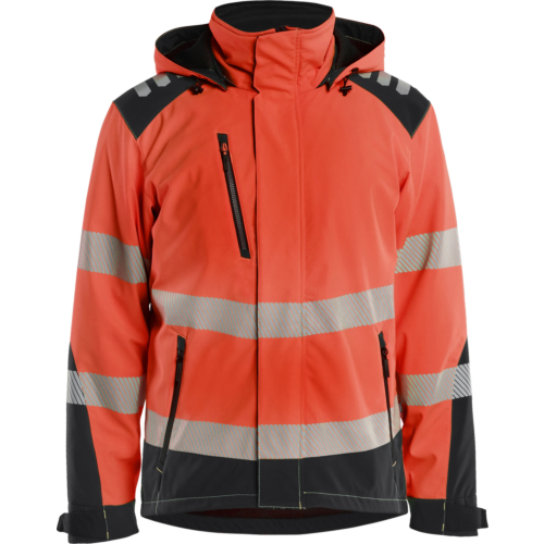 Hi-vis Lightweight lined Winter Softshell Jacket-Red/Black-S