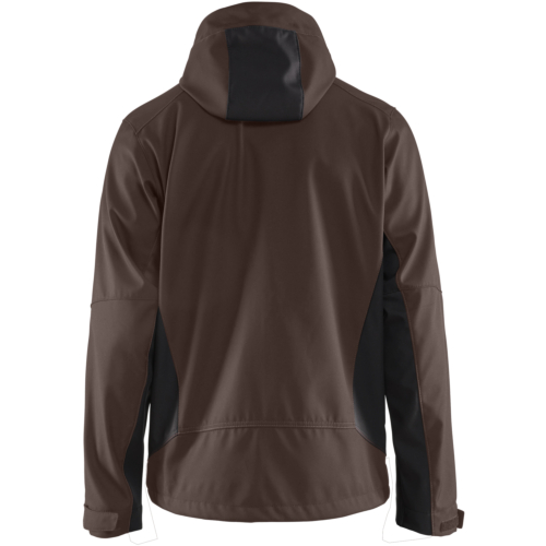Softshell jacket with hood-Black/Brown-XS