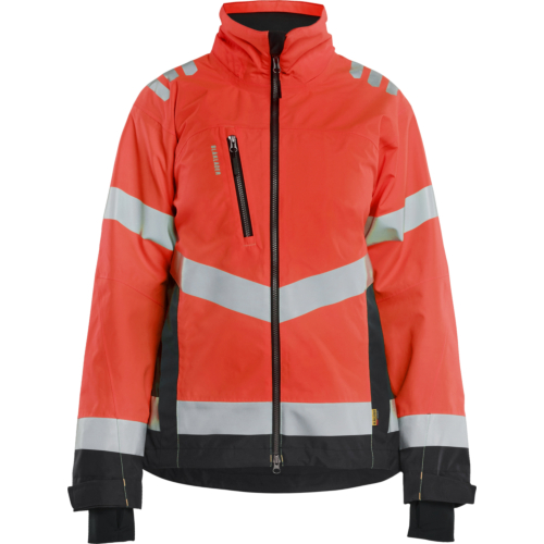 Women's Hi-Vis Shell Jacket-Red/Black-M