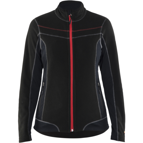 Ladies micro fleece Jacket-Red/Black-XS