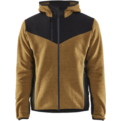 Knitted Jacket with Softshell-Black/Brown-XS